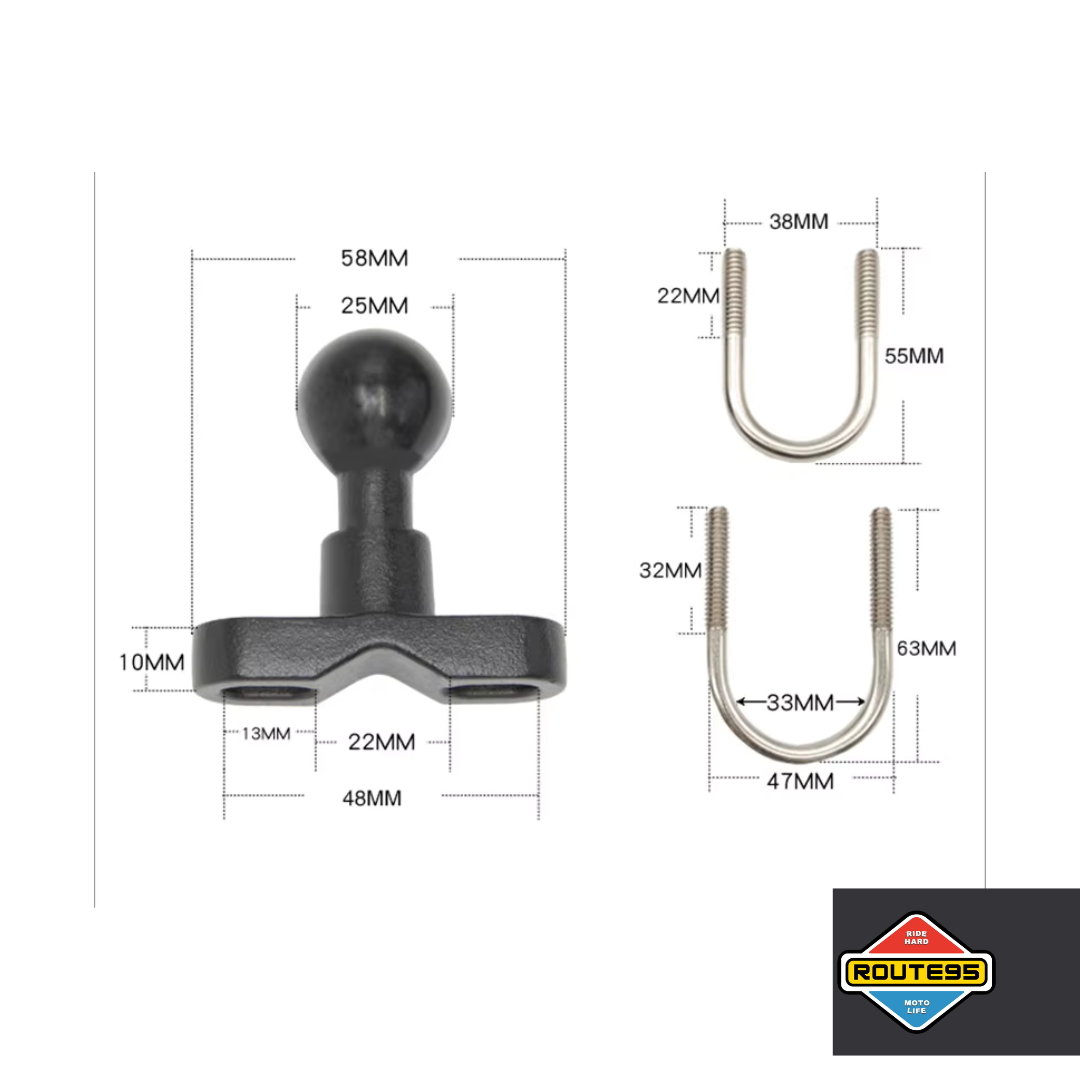 Handle Bar U-bolt with 1” Ball Base