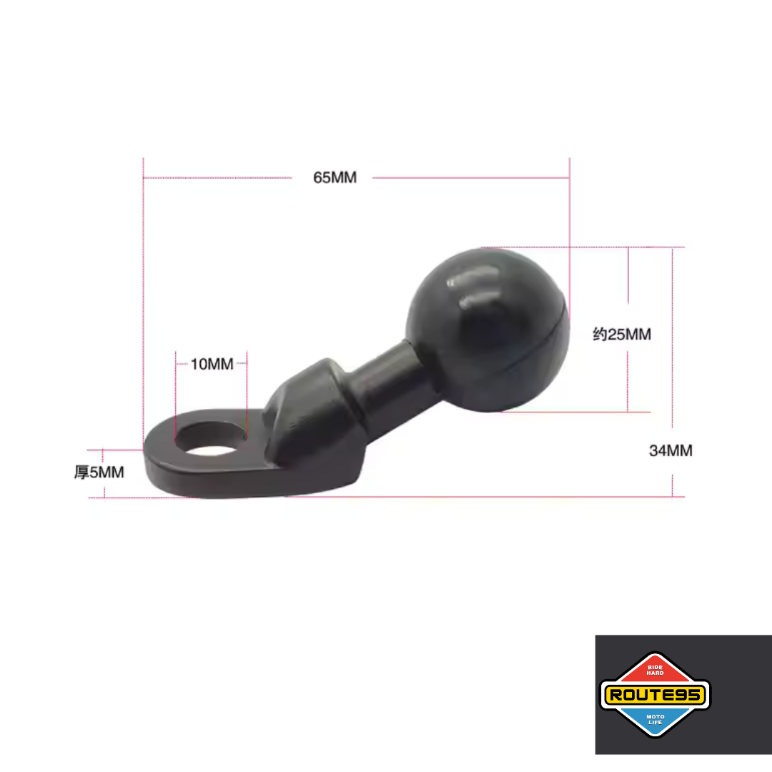 10mm Angled Bolt Head Adapter 1” Ball Base