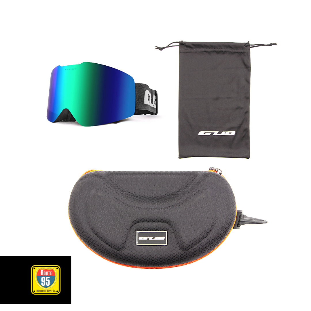 GUB Rally Pro Goggles- Matte Black-Green Lens