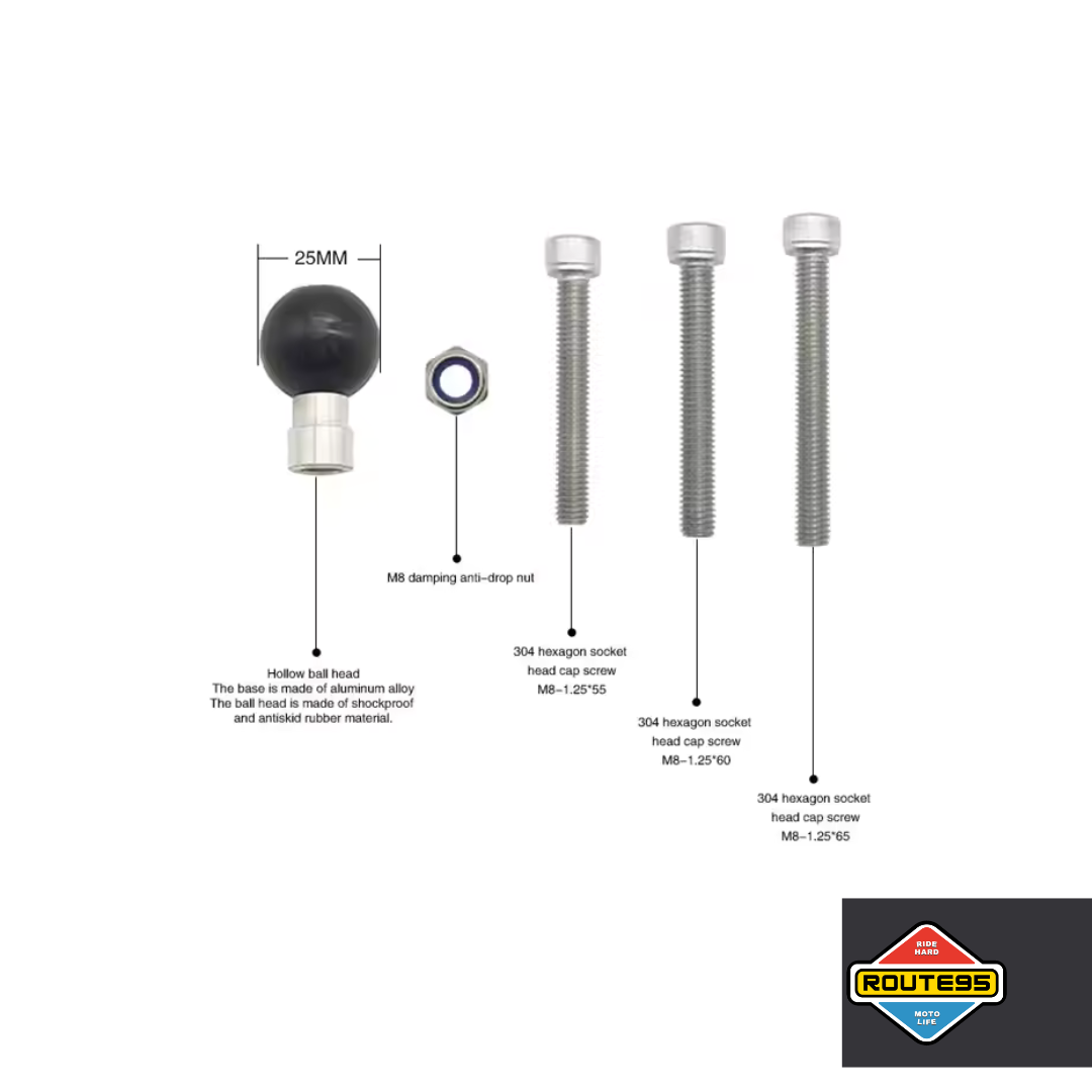 1 Inch Ball Base with M8 Bolts