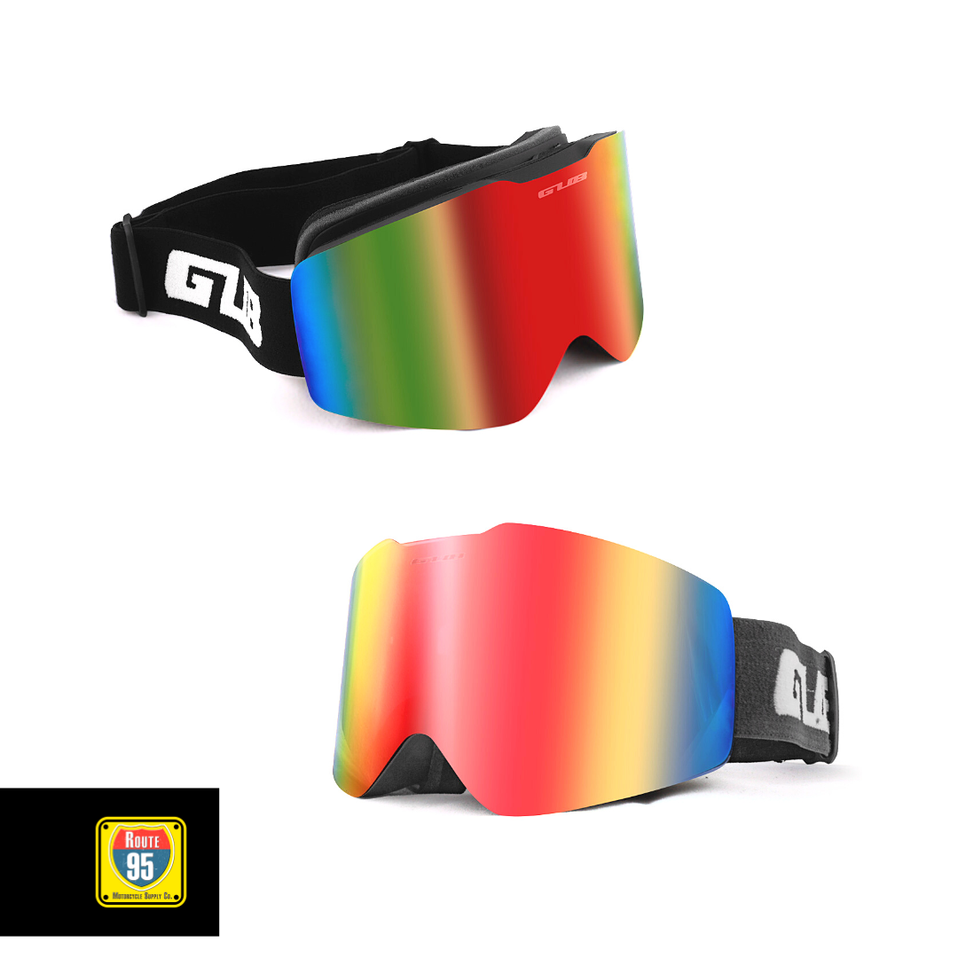 GUB Rally Pro Goggles- Matte Black-Red Lens