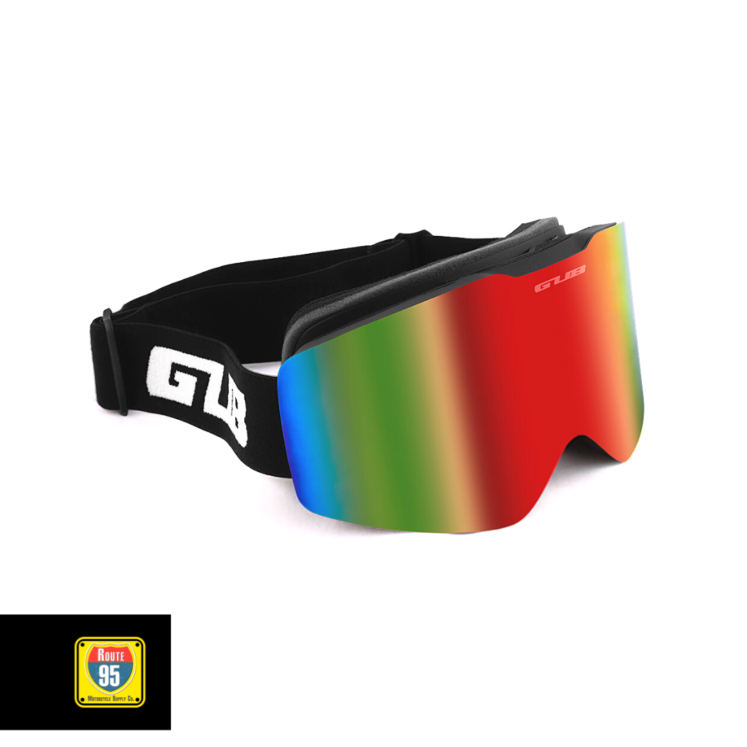 GUB Rally Pro Goggles- Matte Black-Red Lens