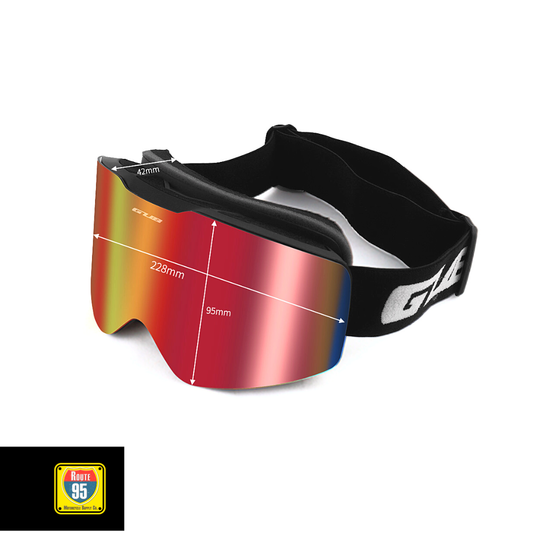 GUB Rally Pro Goggles- Matte Black-Red Lens