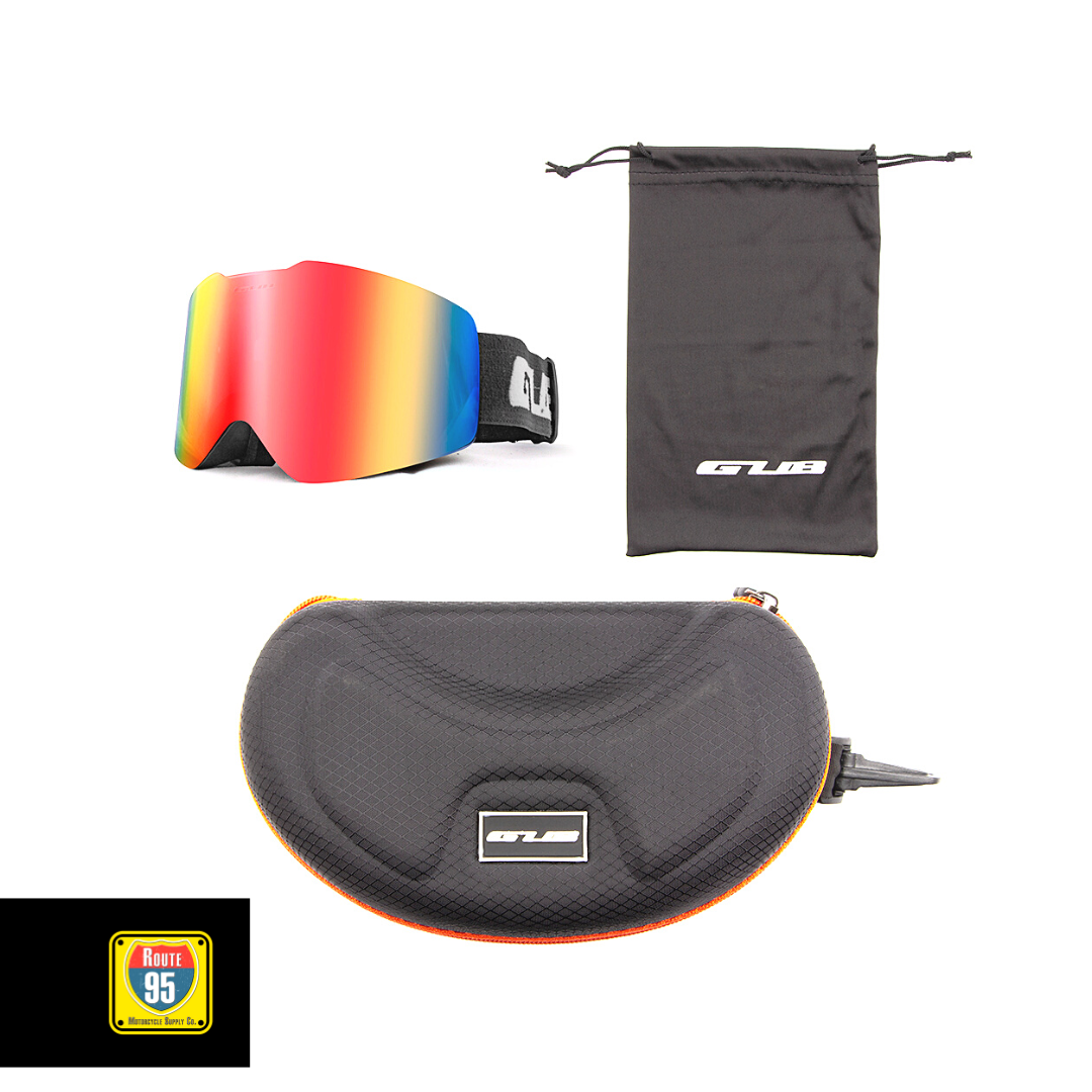 GUB Rally Pro Goggles- Matte Black-Red Lens