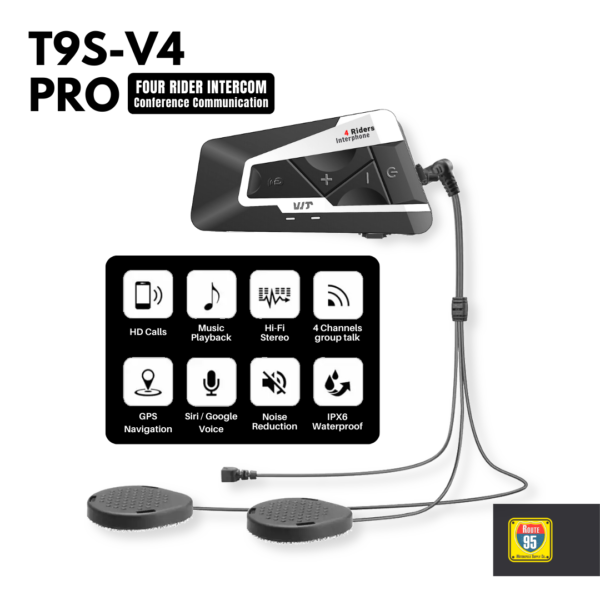 Route95 T9S-V4 Pro Universal Intercom For Helmet